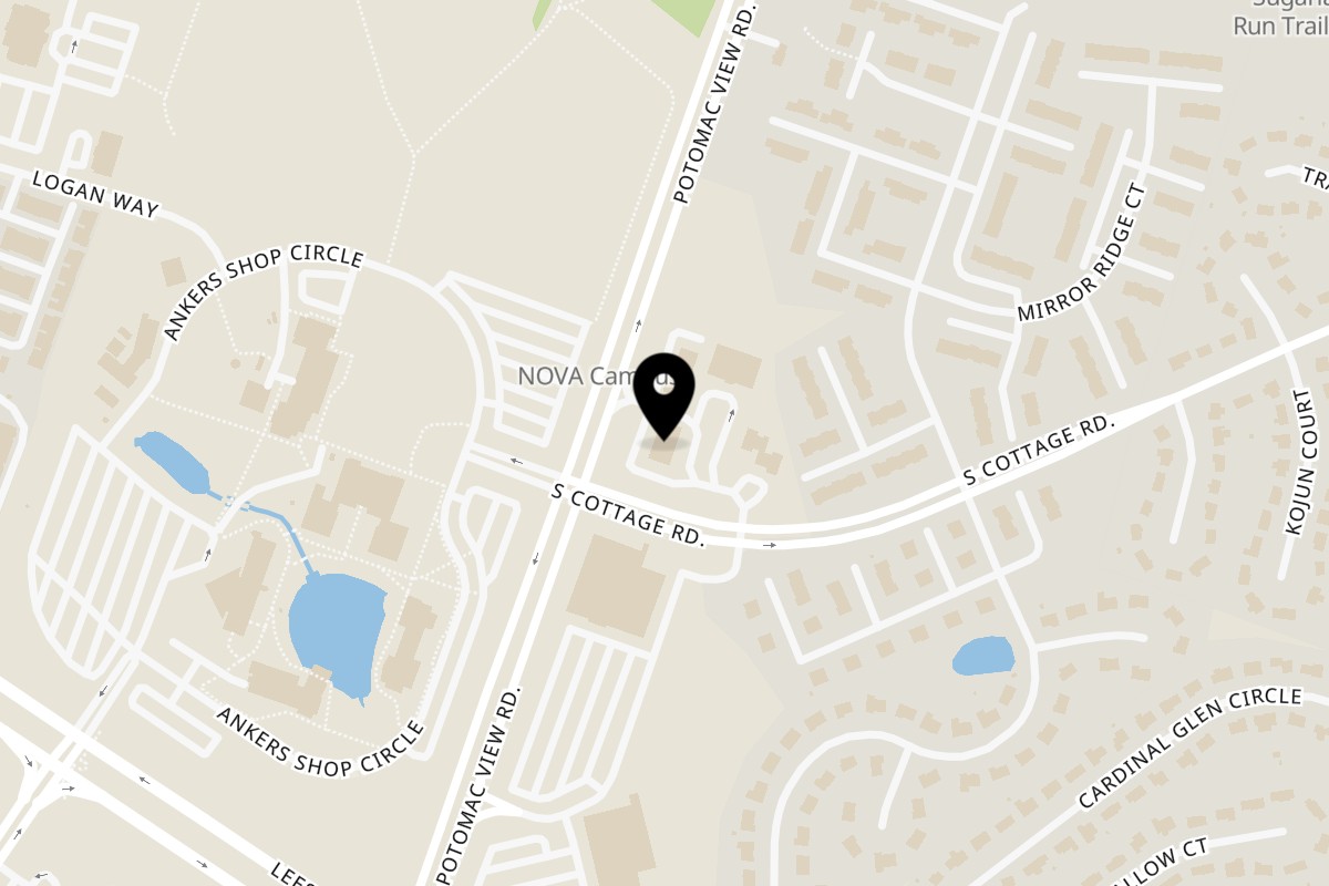 Map showing the location of Teabreak Pho & Boba Sterling on 46580 S Cottage Rd #100 in Sterling
